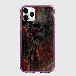 Чехол iPhone 11 Pro матовый Текстура с черепами, цвет: 3D-фиолетовый