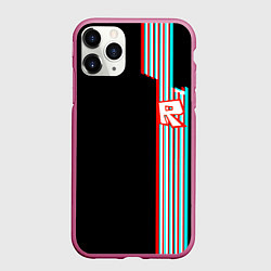 Чехол iPhone 11 Pro матовый Roblox glitch line, цвет: 3D-малиновый