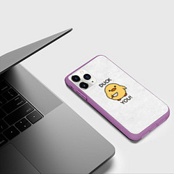 Чехол iPhone 11 Pro матовый Уточка с ножом duck you meme, цвет: 3D-фиолетовый — фото 2