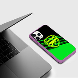 Чехол iPhone 11 Pro матовый Arsenal geometry line green, цвет: 3D-фиолетовый — фото 2