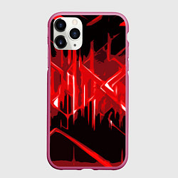 Чехол iPhone 11 Pro матовый Красная агрессивная абстракция на чёрном фоне, цвет: 3D-малиновый
