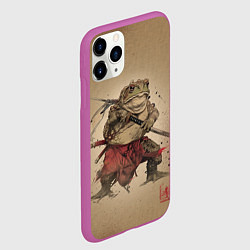 Чехол iPhone 11 Pro матовый Жаба самурай - каллиграфия, цвет: 3D-фиолетовый — фото 2