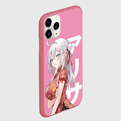 Чехол iPhone 11 Pro матовый Алиса Кудзё - Аля иногда кокетничает со мной по-ру, цвет: 3D-малиновый — фото 2