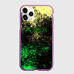 Чехол iPhone 11 Pro матовый Xbox брызги красок, цвет: 3D-фиолетовый