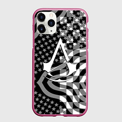 Чехол iPhone 11 Pro матовый Assassins Creed logo game usa, цвет: 3D-малиновый