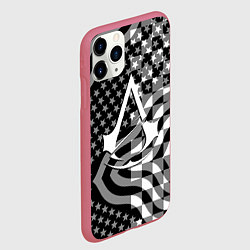 Чехол iPhone 11 Pro матовый Assassins Creed logo game usa, цвет: 3D-малиновый — фото 2