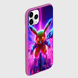 Чехол iPhone 11 Pro матовый Neon horror - cyber Pikachu, цвет: 3D-фиолетовый — фото 2