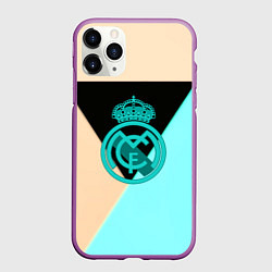 Чехол iPhone 11 Pro матовый Реал мадрид спорт геометрия, цвет: 3D-фиолетовый