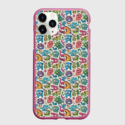 Чехол iPhone 11 Pro матовый Лесные чудовища, цвет: 3D-малиновый