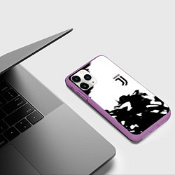 Чехол iPhone 11 Pro матовый Juventus smoke black fire, цвет: 3D-фиолетовый — фото 2
