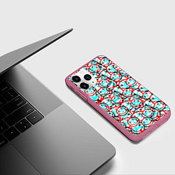Чехол iPhone 11 Pro матовый Nirvana smile glitch, цвет: 3D-малиновый — фото 2