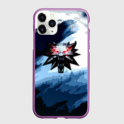Чехол iPhone 11 Pro матовый Ведьмак лого волк, цвет: 3D-фиолетовый