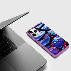 Чехол iPhone 11 Pro матовый Фиолетовые разломленные плиты, цвет: 3D-фиолетовый — фото 2