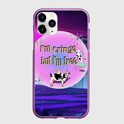 Чехол iPhone 11 Pro матовый Кринж свобода на белом фоне, цвет: 3D-фиолетовый