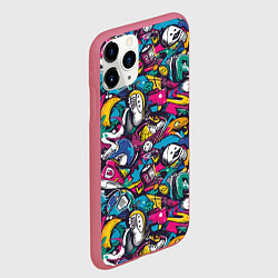 Чехол iPhone 11 Pro матовый Граффити спортивные принадлежности, цвет: 3D-малиновый — фото 2