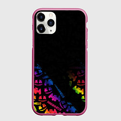 Чехол iPhone 11 Pro матовый Marshmello neon dj, цвет: 3D-малиновый
