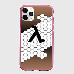 Чехол iPhone 11 Pro матовый Half life соты, цвет: 3D-малиновый