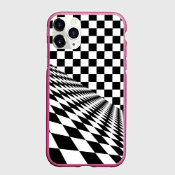 Чехол iPhone 11 Pro матовый Шахматная психоделика иллюзия, цвет: 3D-малиновый