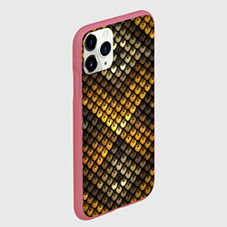 Чехол iPhone 11 Pro матовый Кольчуга - металлическая чешуя змеи, цвет: 3D-малиновый — фото 2