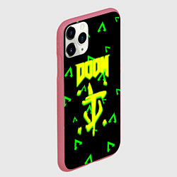 Чехол iPhone 11 Pro матовый Doom лого кислота, цвет: 3D-малиновый — фото 2