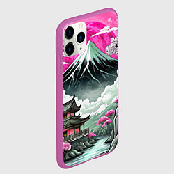 Чехол iPhone 11 Pro матовый Японский вулкан и деревья, цвет: 3D-фиолетовый — фото 2