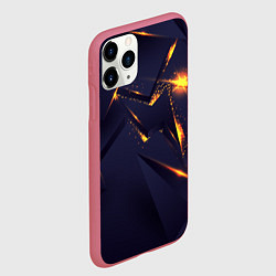 Чехол iPhone 11 Pro матовый Золотые неоновые плиты, цвет: 3D-малиновый — фото 2