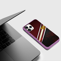 Чехол iPhone 11 Pro матовый Сталь Россия текстура, цвет: 3D-фиолетовый — фото 2