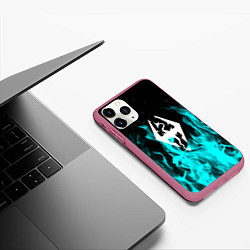 Чехол iPhone 11 Pro матовый The elder scrolls neon flame, цвет: 3D-малиновый — фото 2