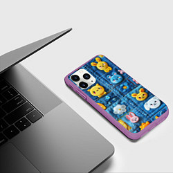 Чехол iPhone 11 Pro матовый Зайчата на пэчворк, цвет: 3D-фиолетовый — фото 2