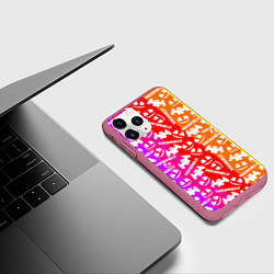 Чехол iPhone 11 Pro матовый Marshmello rainbow, цвет: 3D-малиновый — фото 2