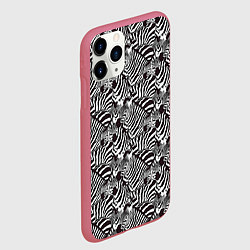 Чехол iPhone 11 Pro матовый Абстрактный черно-белый узор с зеброй, цвет: 3D-малиновый — фото 2