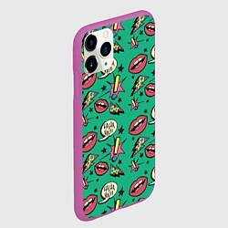 Чехол iPhone 11 Pro матовый Губы и молния поп арт, цвет: 3D-фиолетовый — фото 2