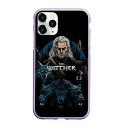 Чехол iPhone 11 Pro матовый The Witcher and wolfs, цвет: 3D-светло-сиреневый