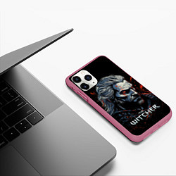 Чехол iPhone 11 Pro матовый The Witcher blood, цвет: 3D-малиновый — фото 2