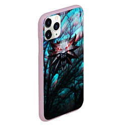 Чехол iPhone 11 Pro матовый The Witcher logo night, цвет: 3D-розовый — фото 2