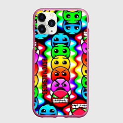 Чехол iPhone 11 Pro матовый Geometry smile dash, цвет: 3D-малиновый