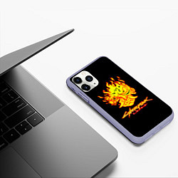 Чехол iPhone 11 Pro матовый Cyberpunk 2077 fire logo, цвет: 3D-светло-сиреневый — фото 2