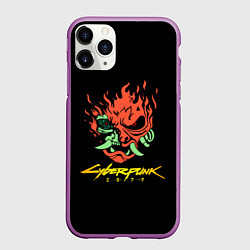Чехол iPhone 11 Pro матовый Cyberpunk 2077 logo, цвет: 3D-фиолетовый