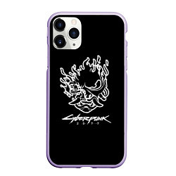 Чехол iPhone 11 Pro матовый Cyberpunk 2077 white, цвет: 3D-светло-сиреневый