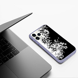 Чехол iPhone 11 Pro матовый Чёрно белая абстракция, цвет: 3D-светло-сиреневый — фото 2