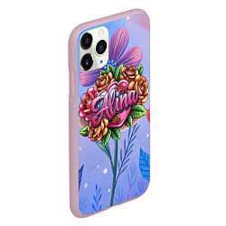 Чехол iPhone 11 Pro матовый Алина объемные розы, цвет: 3D-розовый — фото 2