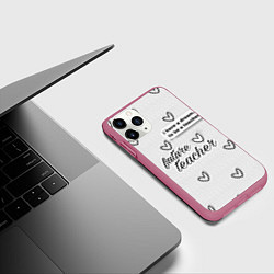 Чехол iPhone 11 Pro матовый Надпись будущий учитель, цвет: 3D-малиновый — фото 2