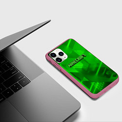 Чехол iPhone 11 Pro матовый Minecraft кислотная геометрия, цвет: 3D-малиновый — фото 2