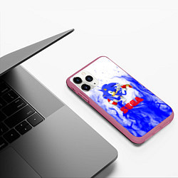 Чехол iPhone 11 Pro матовый Sonic flame blue, цвет: 3D-малиновый — фото 2