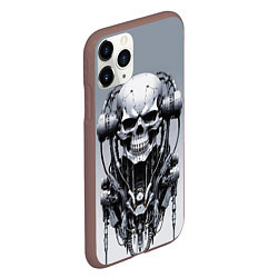 Чехол iPhone 11 Pro матовый Cool cyber skull - ai art fantasy, цвет: 3D-коричневый — фото 2