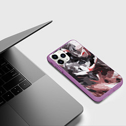 Чехол iPhone 11 Pro матовый Абстрактный узор черно-серый, цвет: 3D-фиолетовый — фото 2