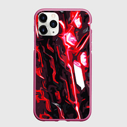 Чехол iPhone 11 Pro матовый Красно-чёрная киберпанк абстракция, цвет: 3D-малиновый