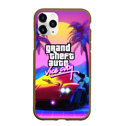 Чехол iPhone 11 Pro матовый Vice city retro wave Lambo, цвет: 3D-коричневый