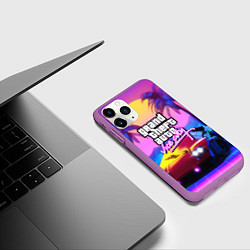 Чехол iPhone 11 Pro матовый Vice city retro wave Lambo, цвет: 3D-фиолетовый — фото 2
