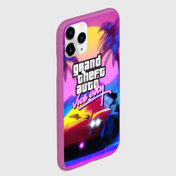Чехол iPhone 11 Pro матовый Vice city retro wave Lambo, цвет: 3D-фиолетовый — фото 2